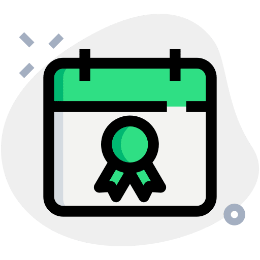 Guarantee certificate online ribbon time and date icon