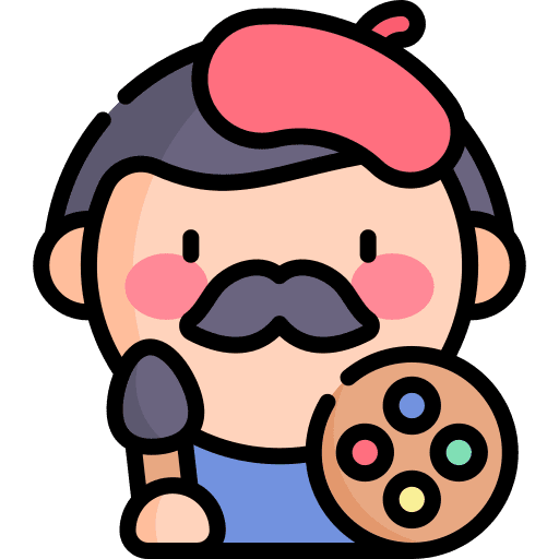 Artist man beret brush icon