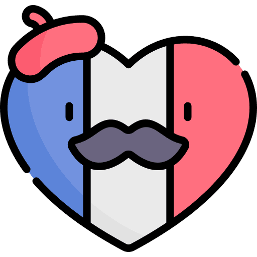 France moustache love heart icon