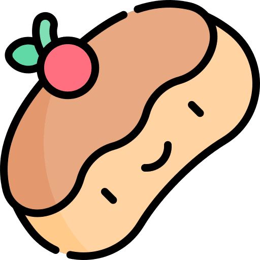 Eclair dessert food chocolate icon