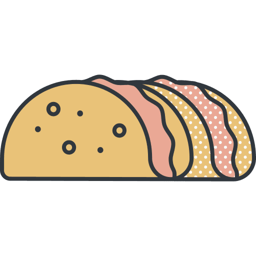 Taco tortilla mexican gastronomy icon
