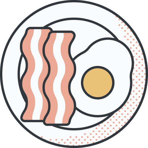 Breakfast egg and bacon restaurant dish icon