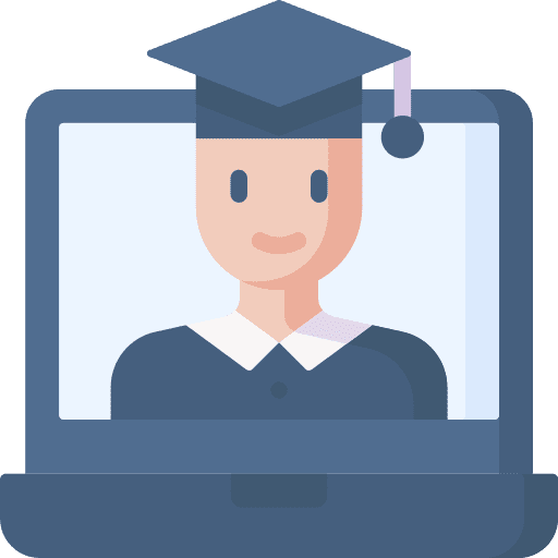 Graduate online education student icon