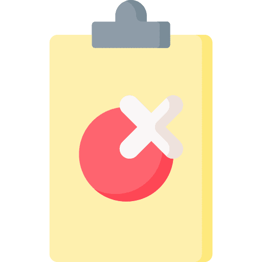 Bad testing quality control clipboard icon