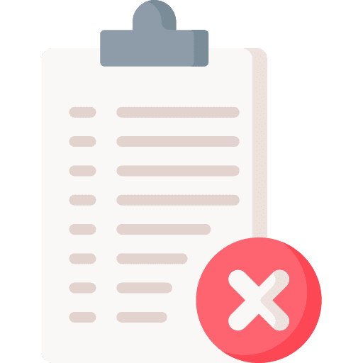Rejected files and folder clipboard quality control icon