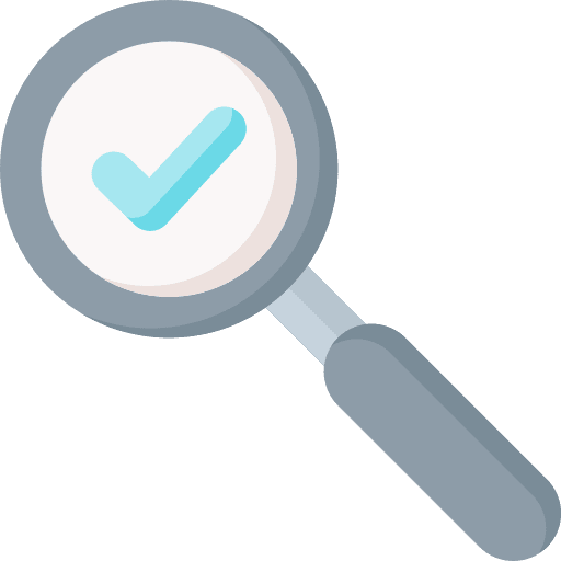 Good verified magnifier approval icon