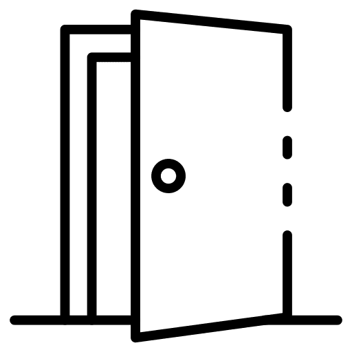 Open door enter furniture and household exit icon