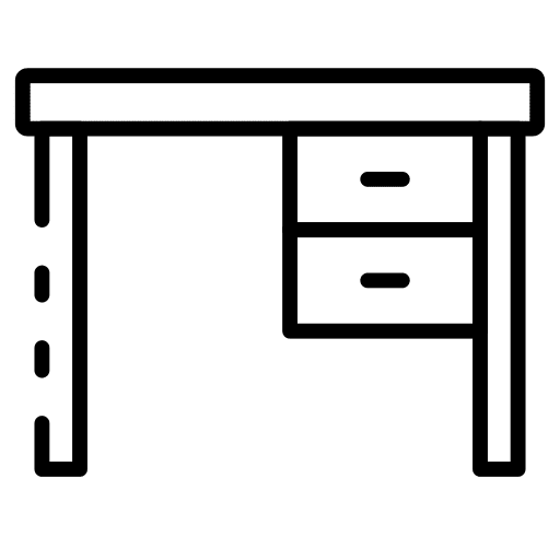 Office desk furniture and household table drawer icon