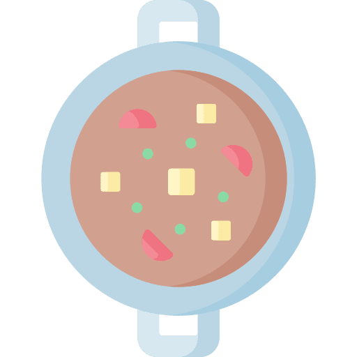 Stew food and restaurant stew plate icon