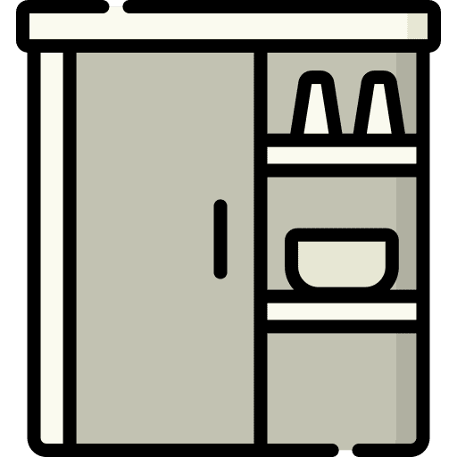 Cupboard cabinet interior furniture icon