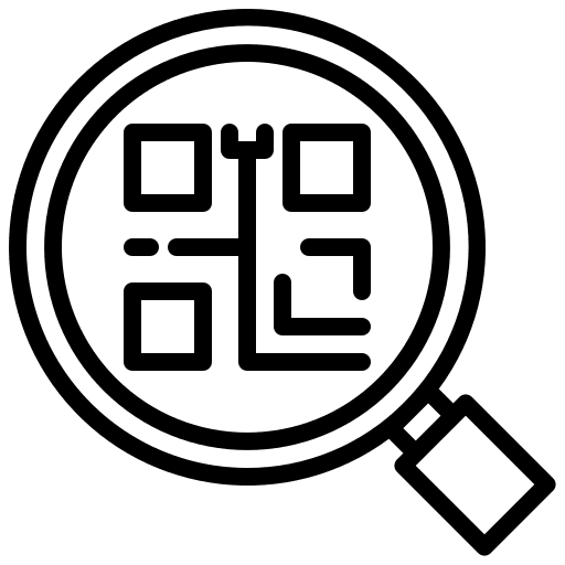 Qr code shipping and delivery qr code loupe icon