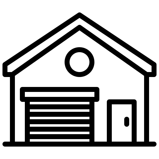 Warehouse shipping and delivery garage building icon