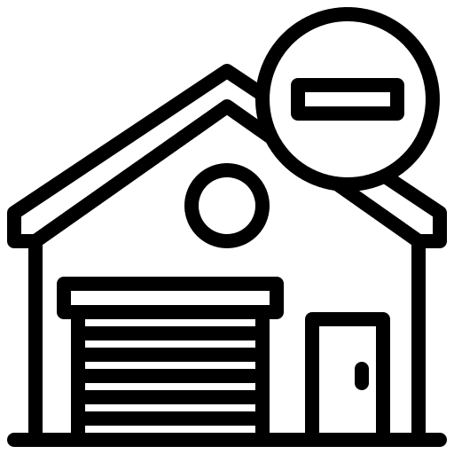 Warehouse shipping and delivery warehouse out of stock icon