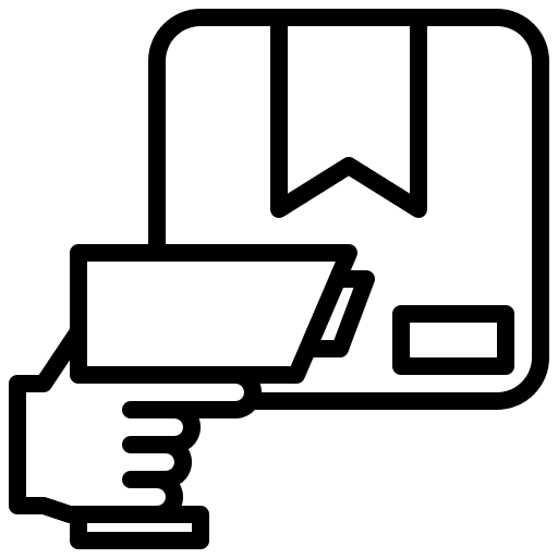 Barcode scan shipping and delivery cardboard box barcode scan icon