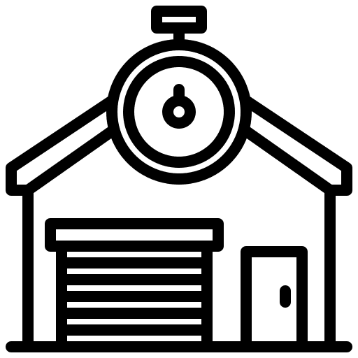 Stopwatch package delivery warehouse icon