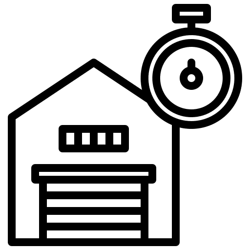 Warehouse clock warehouse shipping and delivery icon