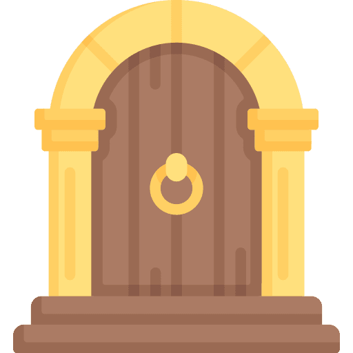 Door castle architecture and city cultures icon