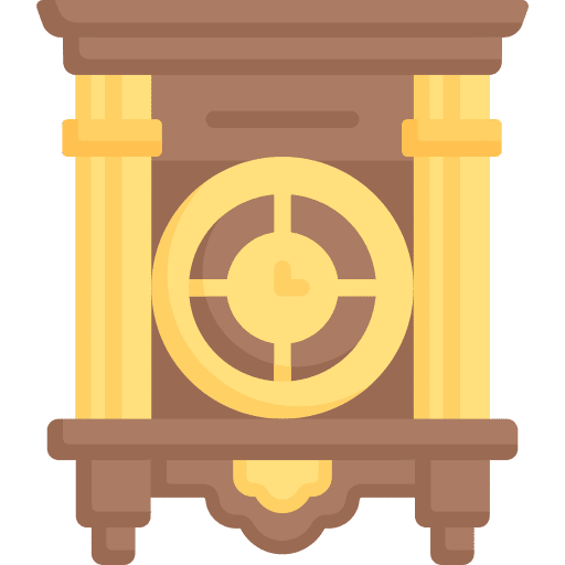 Wall clock time and date time cuckoo clock icon