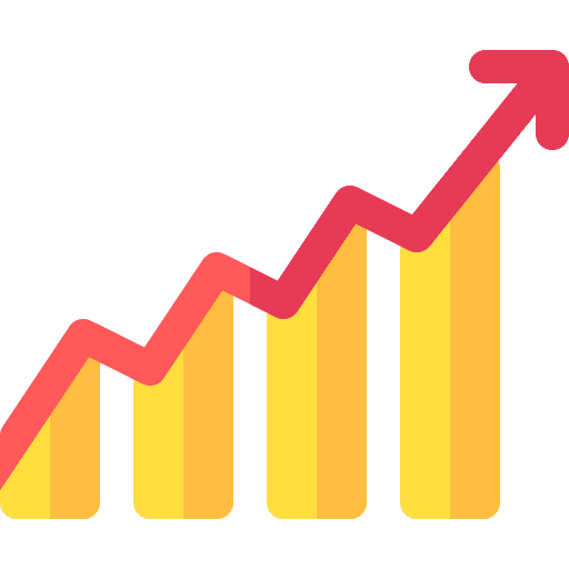 Rising up arrow rising statistics icon