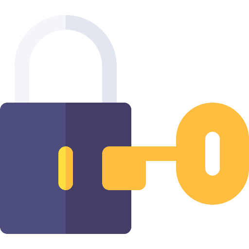 Key authorization lock key icon