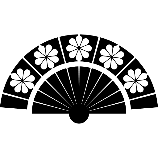 Flamenco fan with flowers shapes female fans icon