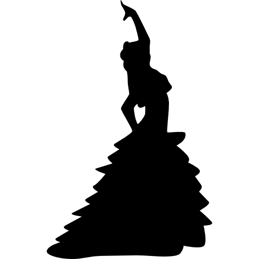 Female flamenco dancer silhouette posture with raised left arm raised arm female icon