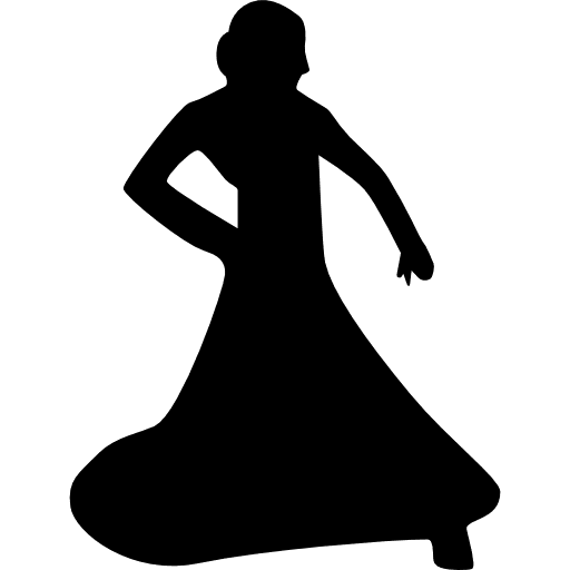 Woman dancing with long dress flamenco icons people dancer icon