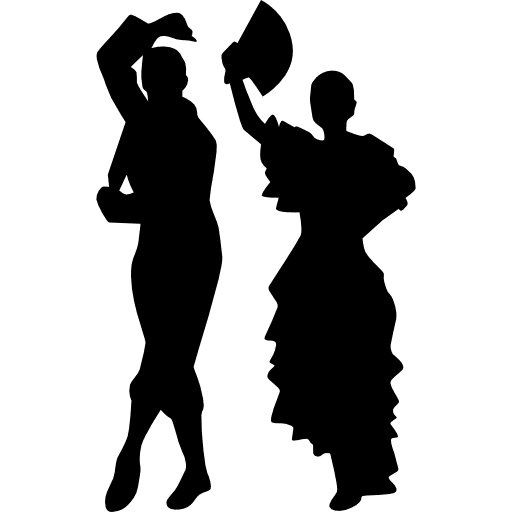 Man and woman flamenco dance silhouettes dancing flamenco people icon