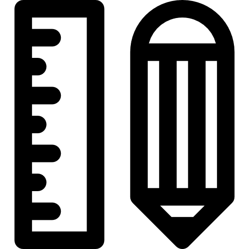 Pencil and ruler drawing draw measuring icon
