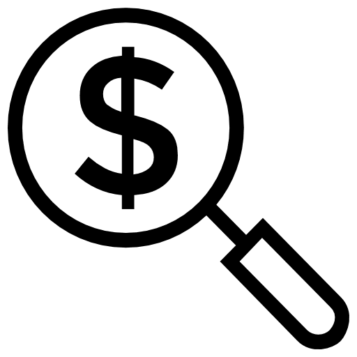 Search dollar symbol loupe money icon