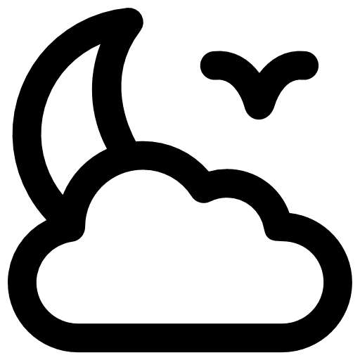 Night cloud crescent moon half moon icon