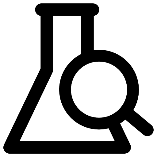 Flask laboratory flask magnifying glass icon