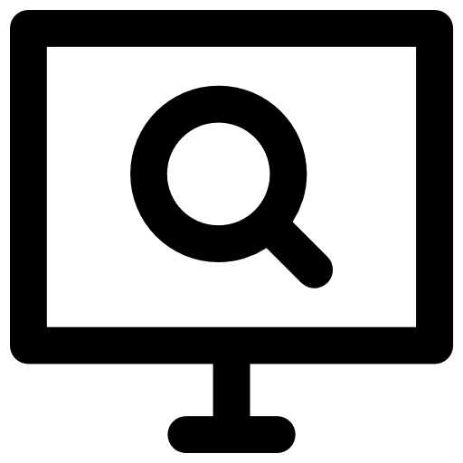 Monitor magnifying glass screen television icon