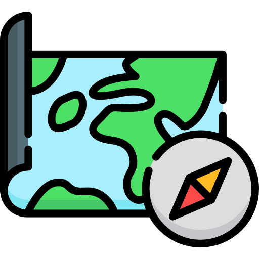 Map orientation location tools and utensils icon