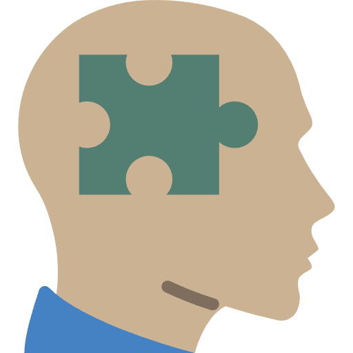 Puzzle solution alzheimer head icon