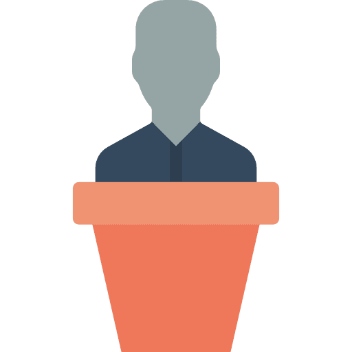 Employee speaker business and finance user icon