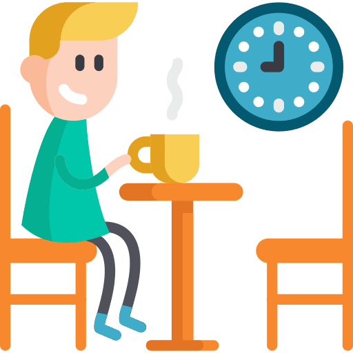 Waiting people clock coffee shop icon