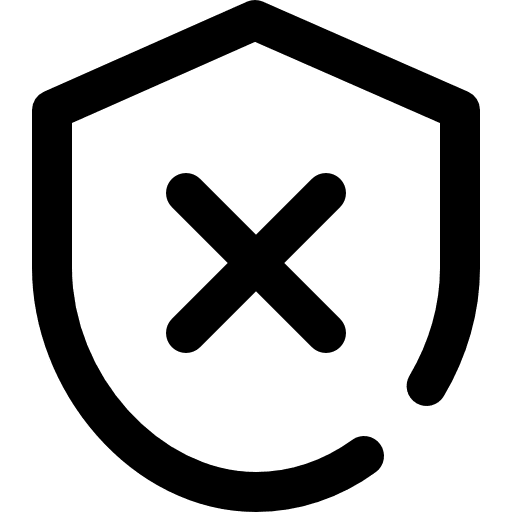 Unprotected cross shield interface icon