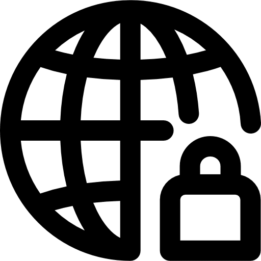 Locked globe grid ui security icon
