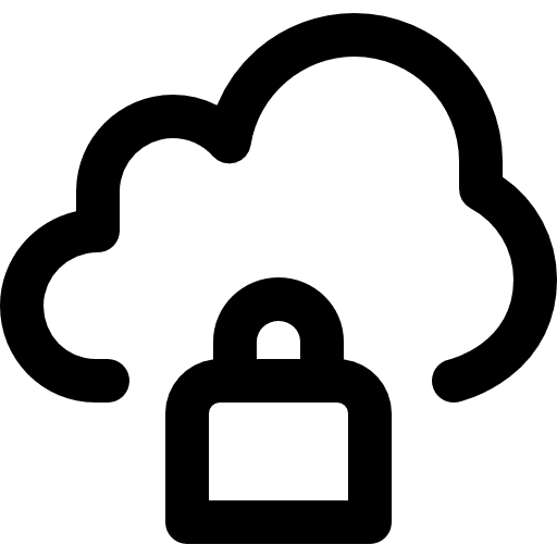 Private security storage cloud icon