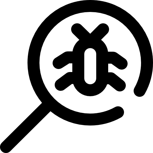 Antivirus malware security magnifying glass icon