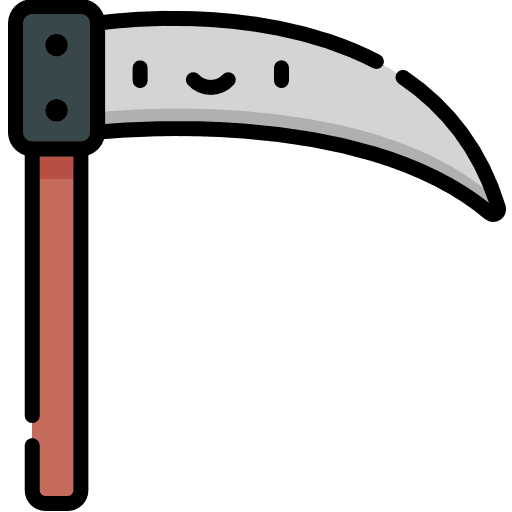 Scythe farming and gardening tools and utensils scythe icon
