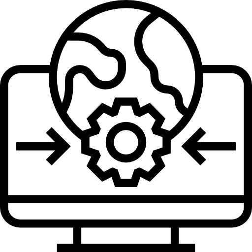 Data globe grid edit tools computer icon