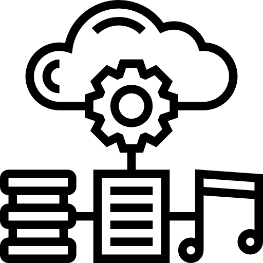 Multimedia cloud service database music and multimedia icon