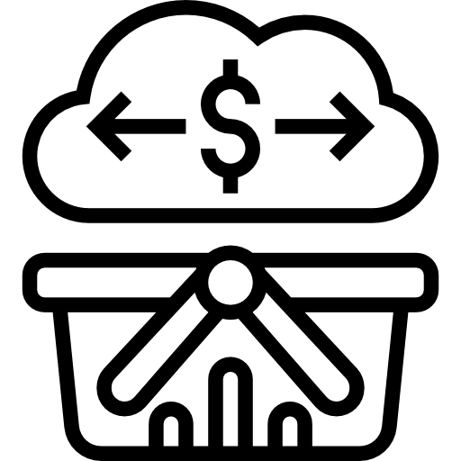 Transaction basket dollar symbol shop icon