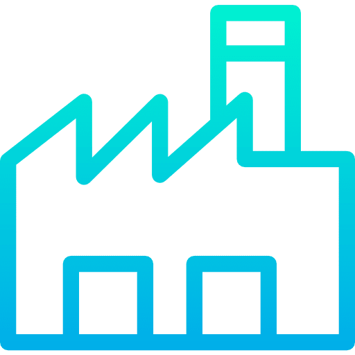 Factory contamination landscape buildings icon