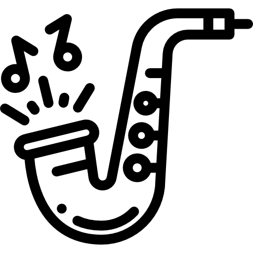 Saxophone sax jazz wind instrument icon