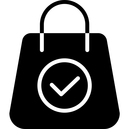 Shopping bag check mark order commerce icon