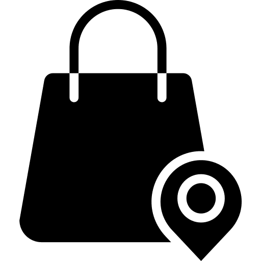 Shopping bag trolley delivery maps and location icon