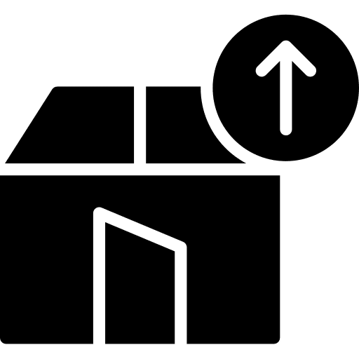 Unboxing square shipping and delivery box icon